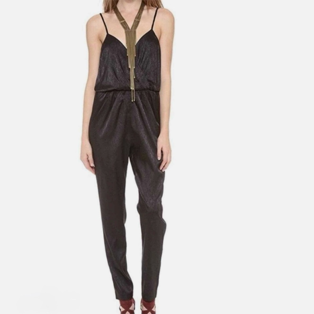 Black Dolce Vita Jumpsuit with V sparkly delicate belt